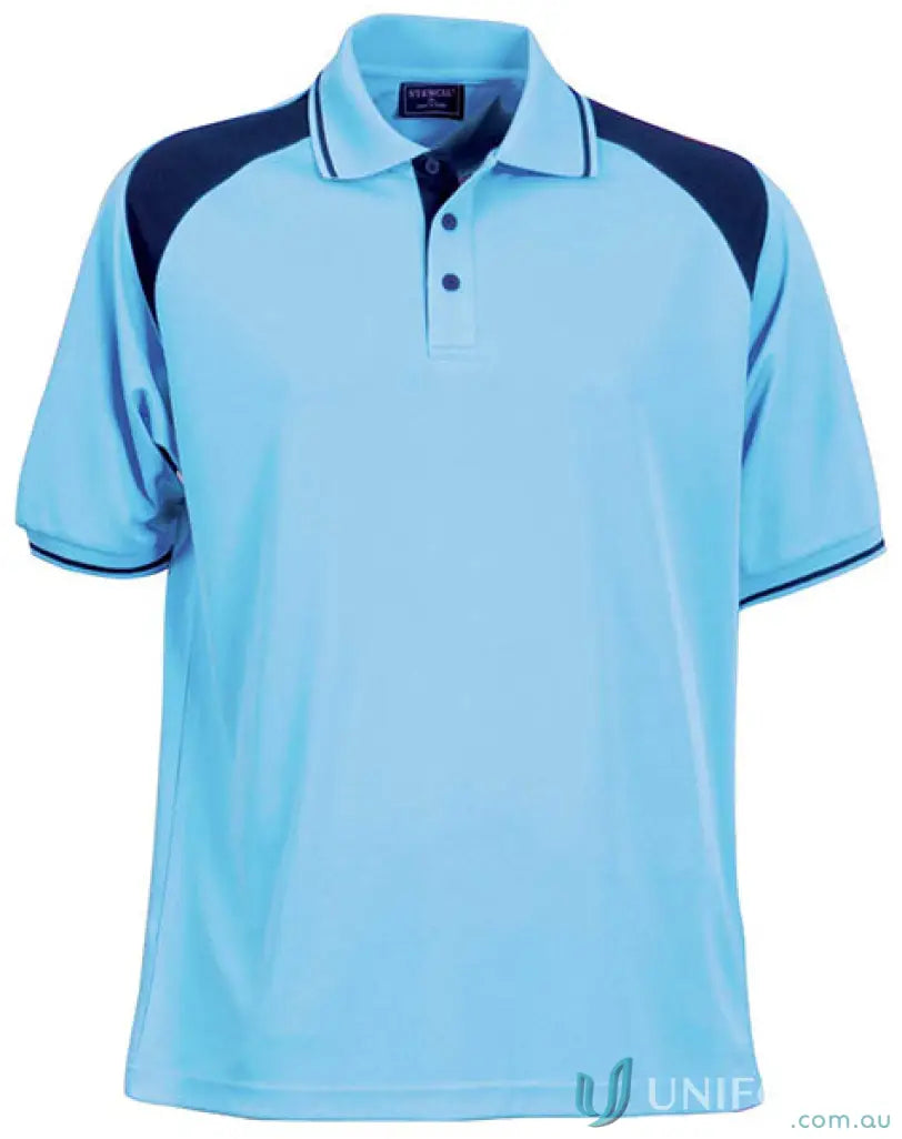 Light blue Club Cool Dry Polo with navy accents, perfect for work uniforms or uniforms
