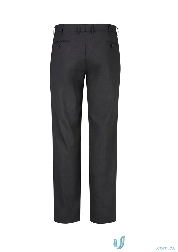 Comfort Wool Mens flat front pants with internal security pocket and wool stretch flat design