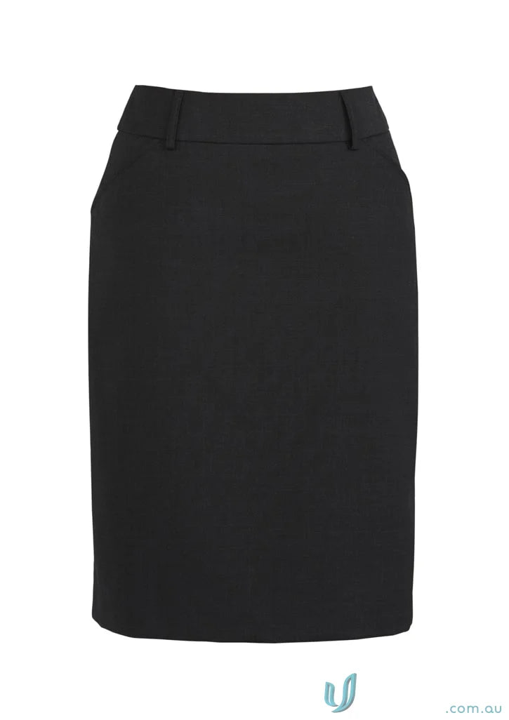 Black comfort wool stretch multi-pleat skirt with belt loops, stylish wool multi pleat design