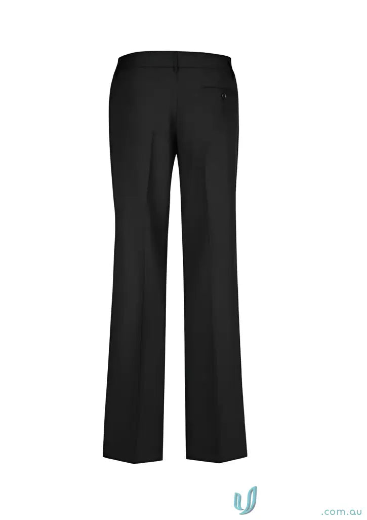 Black comfort wool relaxed fit straight leg pants for all-day comfy style