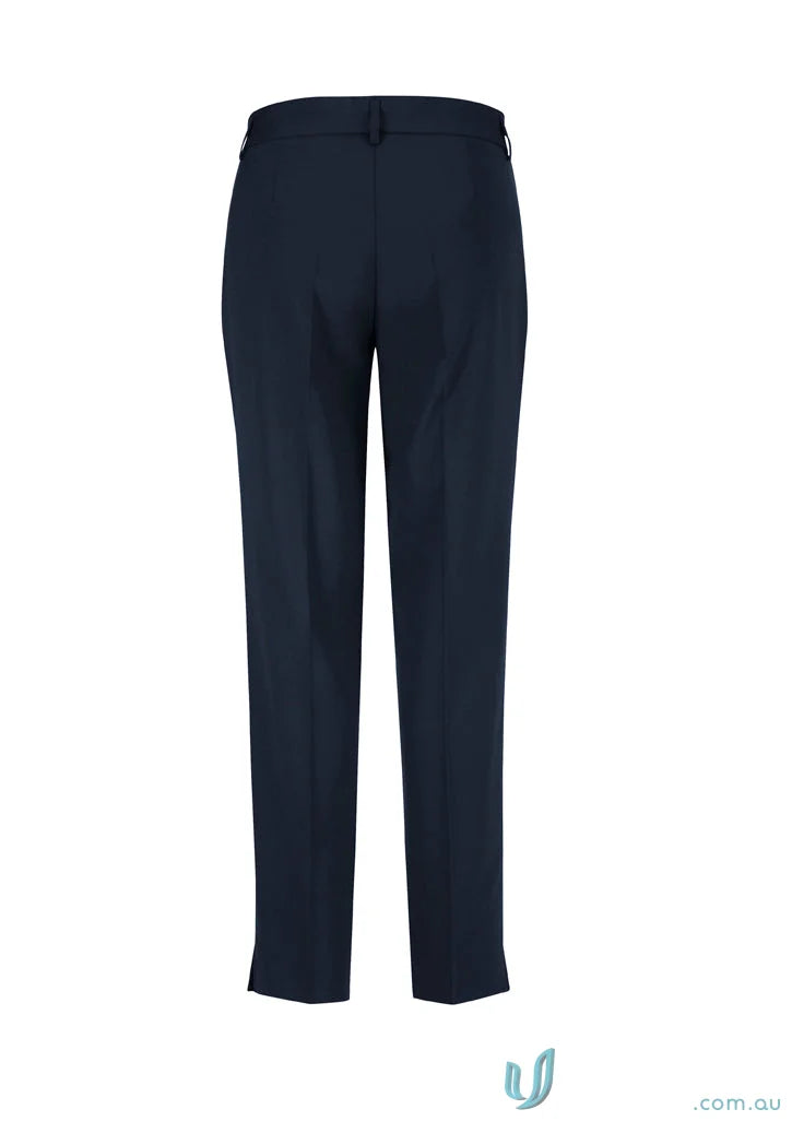 Navy blue comfort wool stretch slim leg pant for a sleek, comfy look