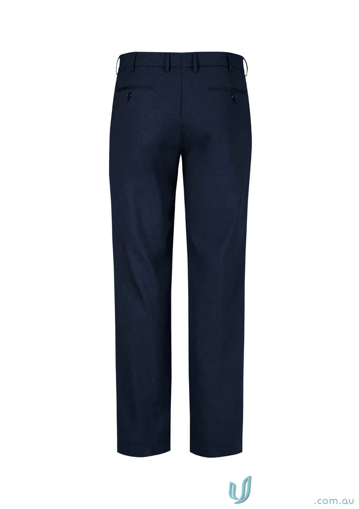Navy blue comfort wool stretch adjustable waist pant perfect for a sleek look