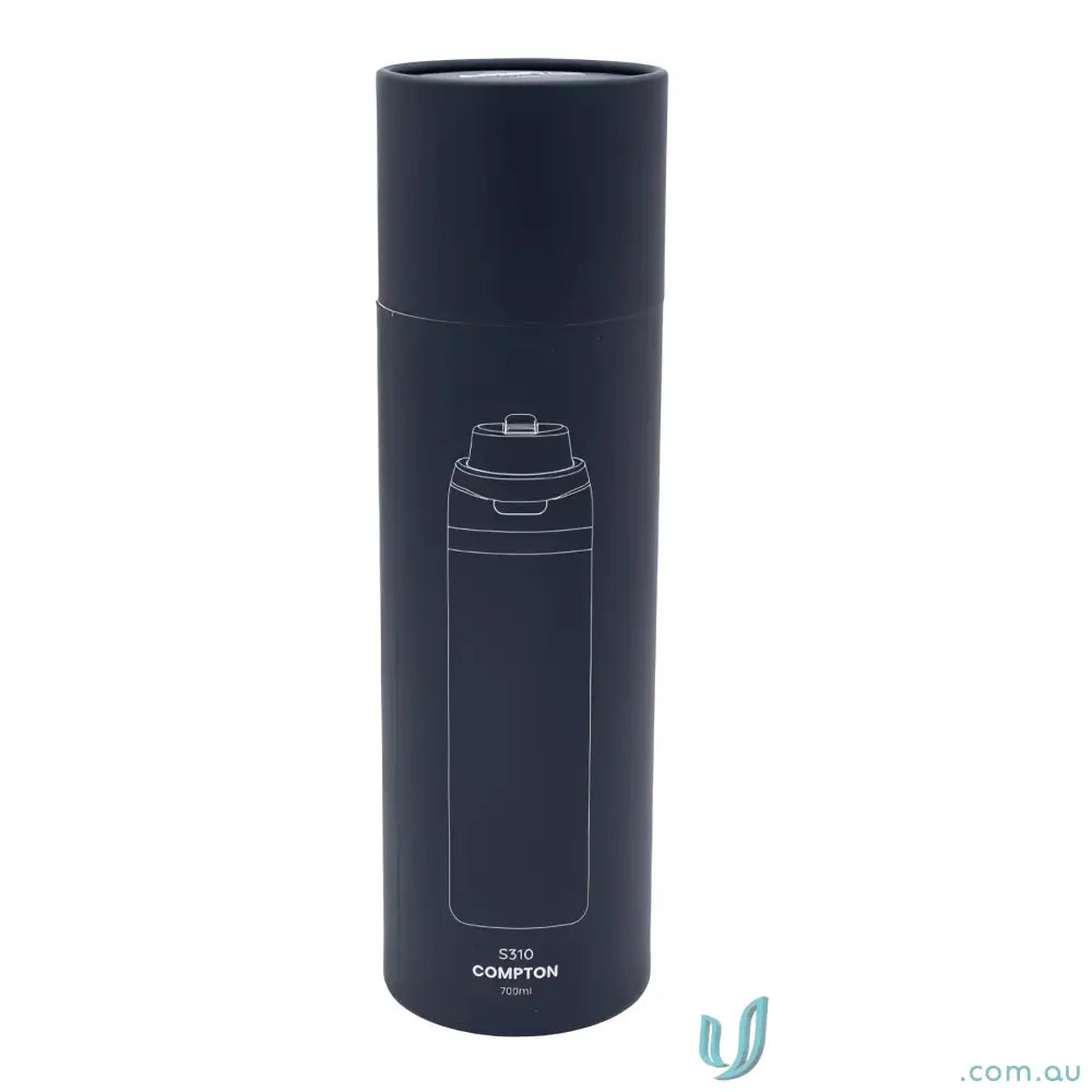 Dark blue stainless steel Compton 700ml drink bottle with powder coat and lift-up handle