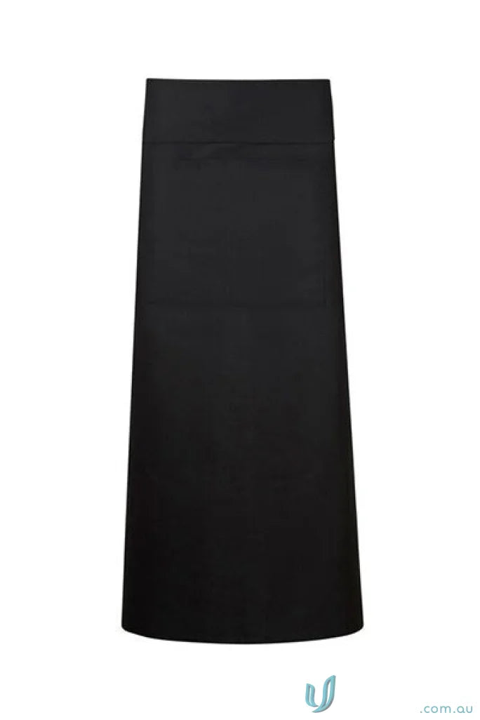Full-length black chef apron with pocket, perfect workwear for kitchens and uniforms