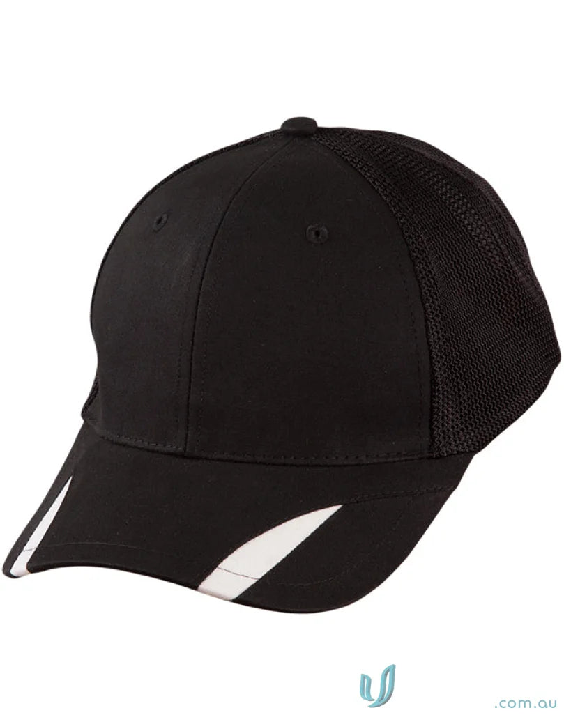 Black baseball cap with white accents, Winning Spirit Contrast Peak Trim Cap, ch41 contrast peak