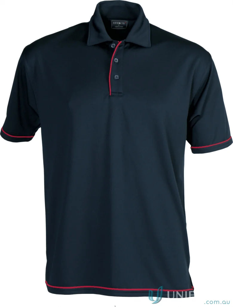 Cool Dry Navy Polo Shirt with Red Trim, Perfect for Uniforms and Workwear