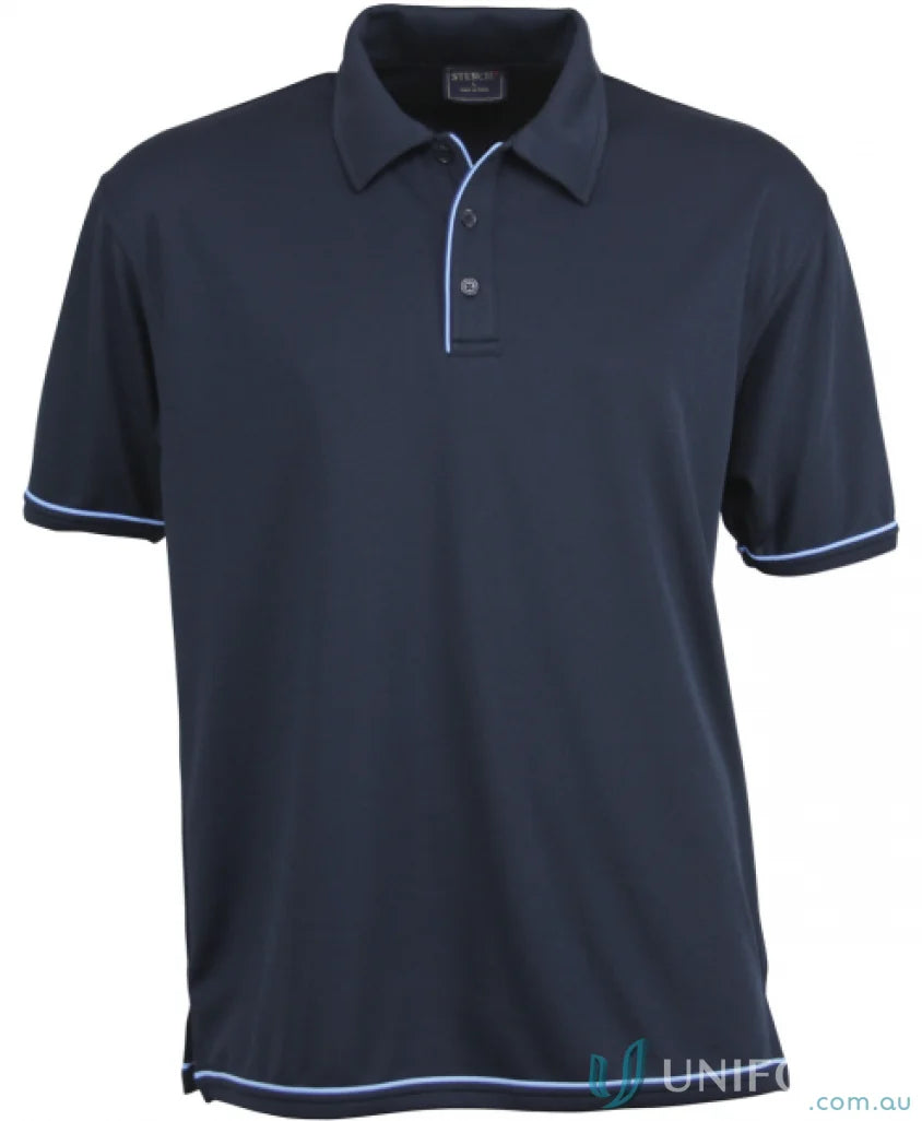 Navy blue Cool Dry 2 Polo shirt with light blue trim, perfect for uniforms and workwear