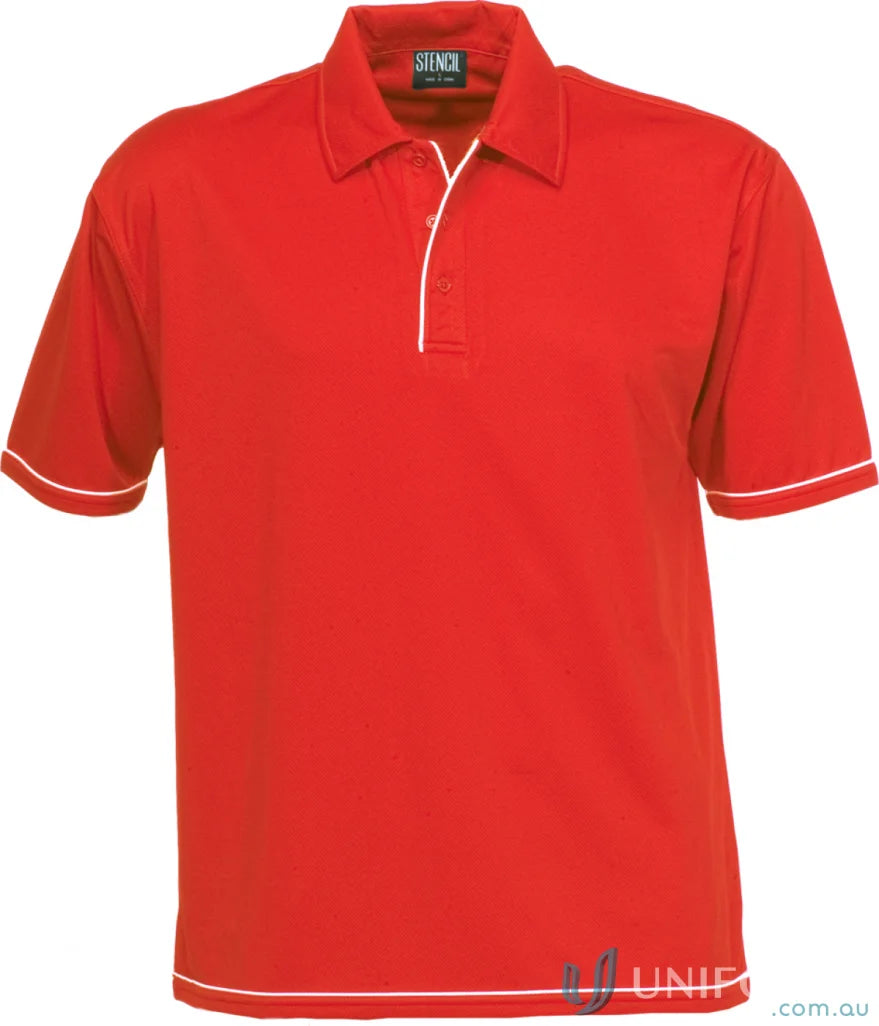 Red polo shirt with white trim from Cool Dry 2 Polo, perfect for uniforms and workwear