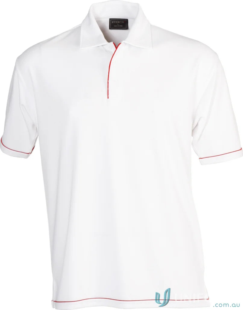 White Cool Dry 2 Polo shirt with red trim, perfect for workwear and uniforms