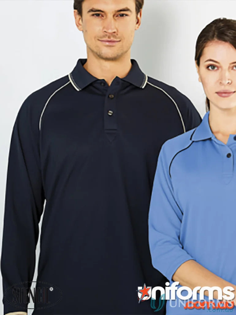 Matching Cool Dry LS Polo shirts with contrast trim and yarn treated fabric for comfort