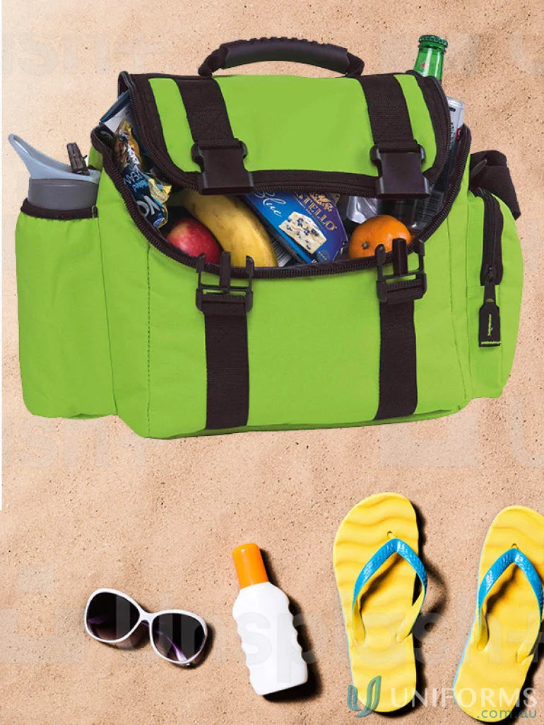 Green and black cooler bag from Cool Shuttle Cooler perfect for bag orders with main compartment storage