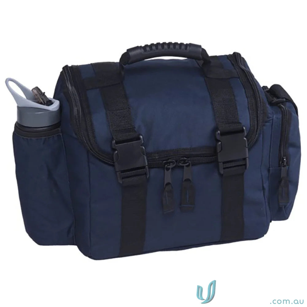 Navy blue Cool Shuttle Cooler lunch bag with water bottle, main compartment, perfect for bag orders