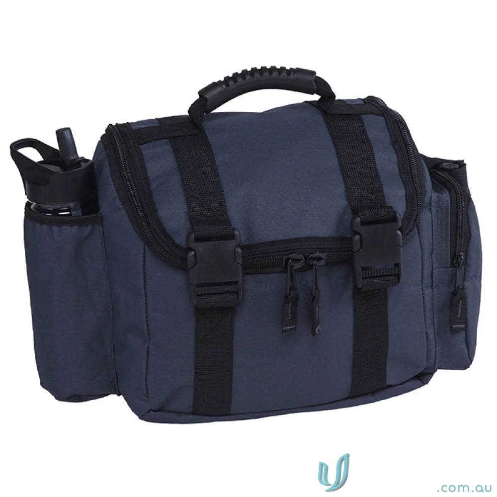 Navy blue Cool Shuttle Cooler lunch bag with water bottle holder and main compartment