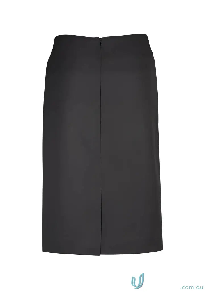 Cool stretch relaxed fit lined women’s black pencil skirt with back zipper and slit
