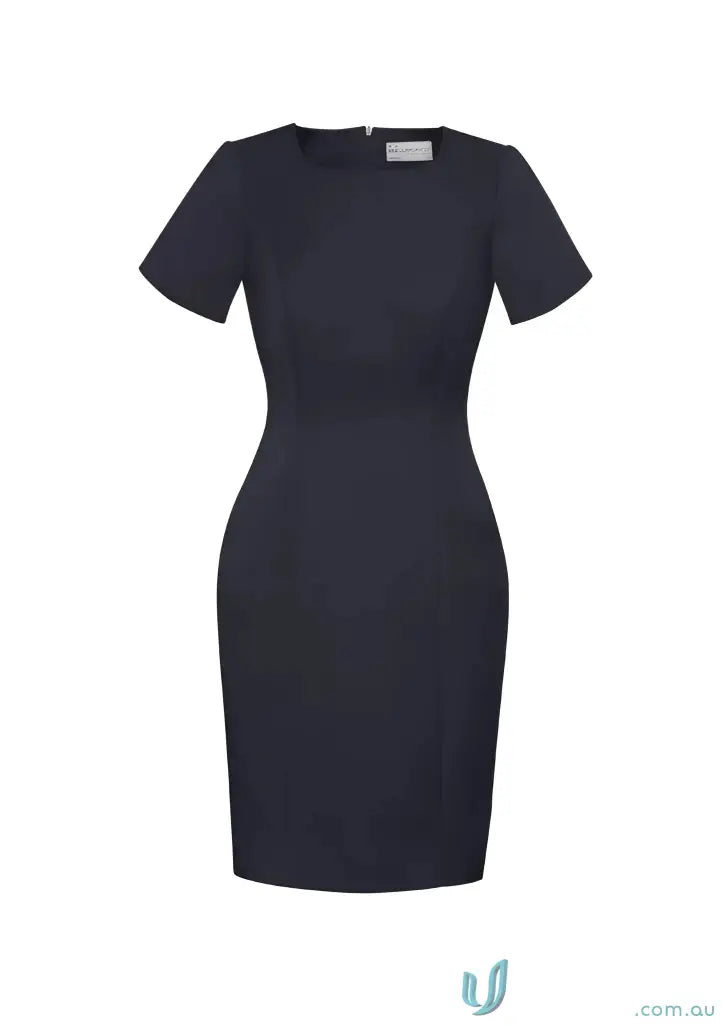 Navy blue cool stretch shift dress made from bamboo charcoal eco-friendly materials in biz collection