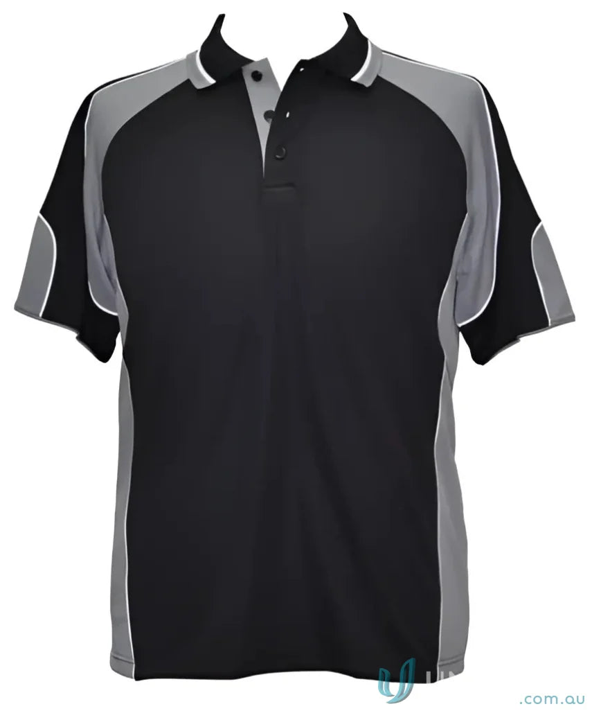 Black and gray short-sleeved cooldry alliance polo shirt for maximum comfort