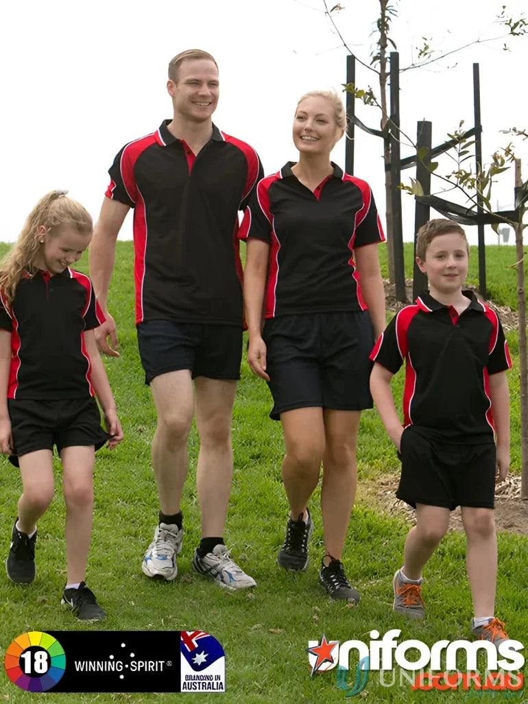 Family in matching cooldry alliance polo for a stylish and comfortable vibe