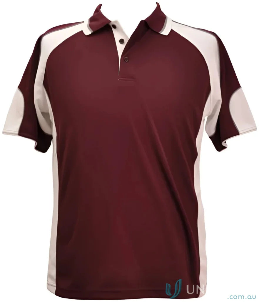 Maroon and white CoolDry Alliance Polo shirt for maximum comfort and style