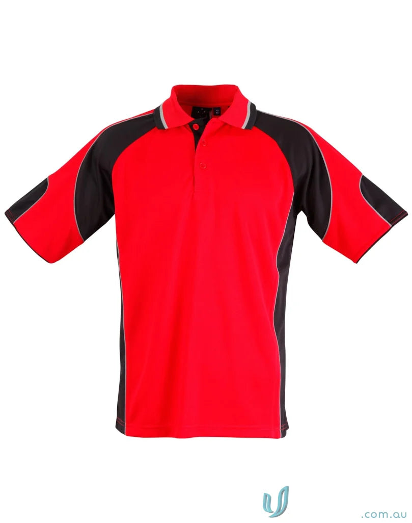Red and black short-sleeved cooldry alliance polo shirt for maximum comfort