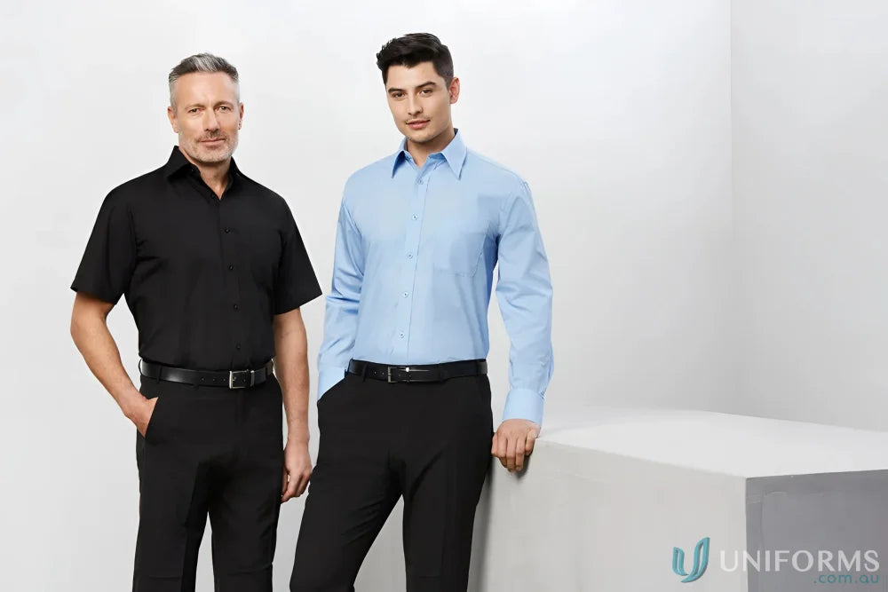 Two men wearing Core Business LS Shirt s10510 Biz Collection base long sleeve style