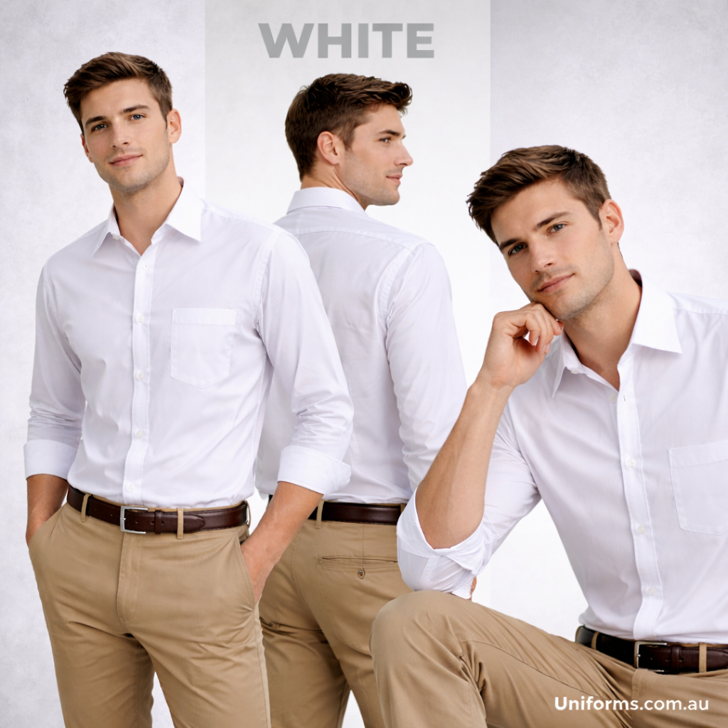 Bs01l men’s poplin long sleeve business shirt with classic collar and pocket