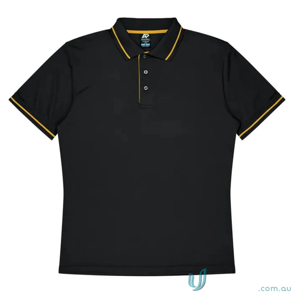 Black Cottesloe Lady Polo shirt with gold trim, perfect fabric and stylish look