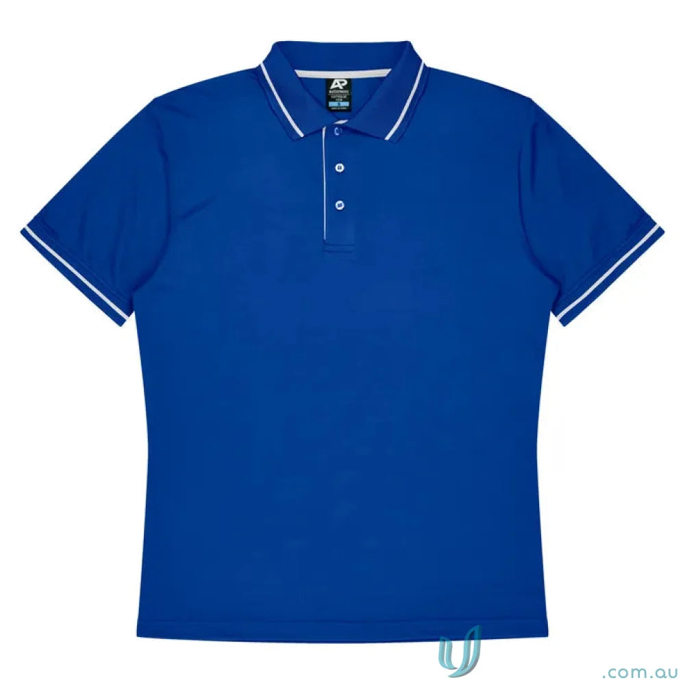 Blue polo shirt with white trim from Cottesloe Polo, perfect for workwear or uniforms