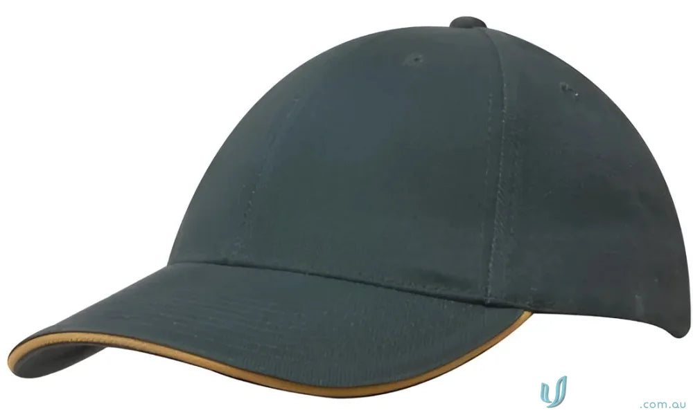 Green Cotton Cap with Sandwich Trim, perfect for custom imprint, wide stock range