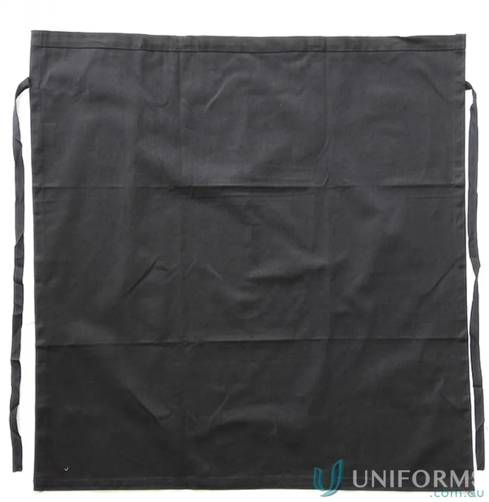 Black cotton drill waist apron with ties, great for uniforms and workwear