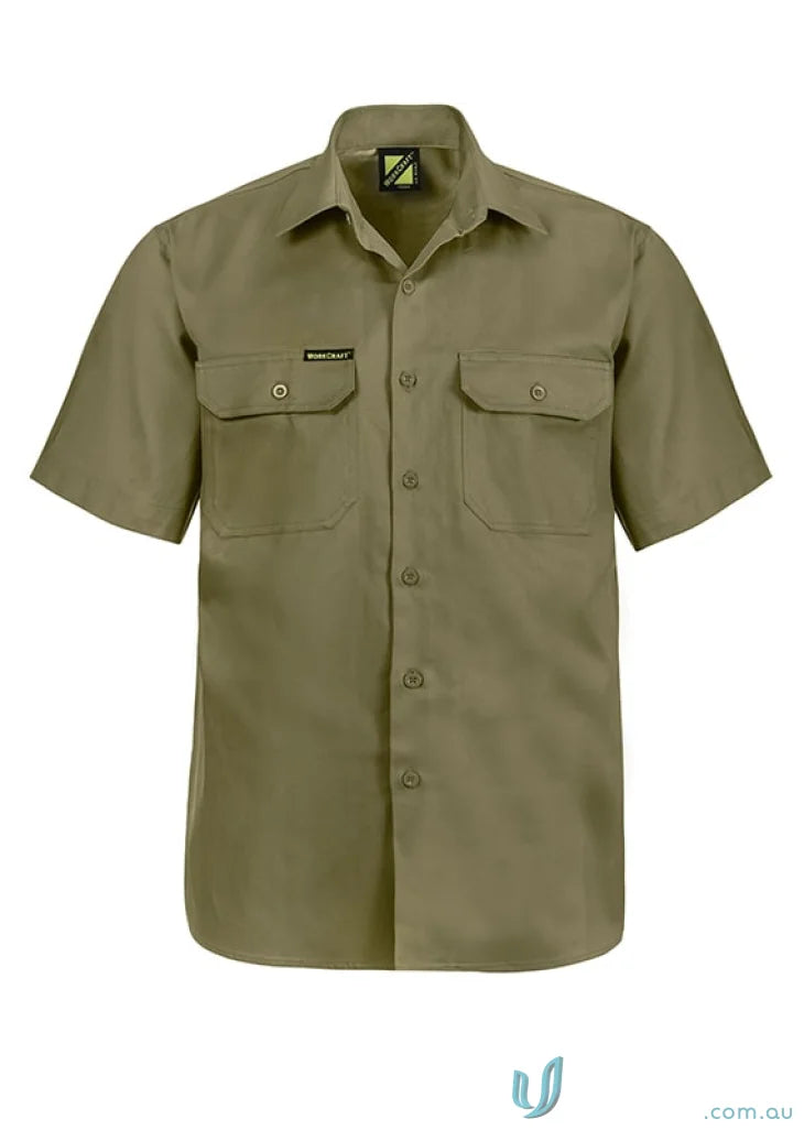Khaki cotton drill workwear shirt from Cotton Drill SS Shirt collection for uniforms