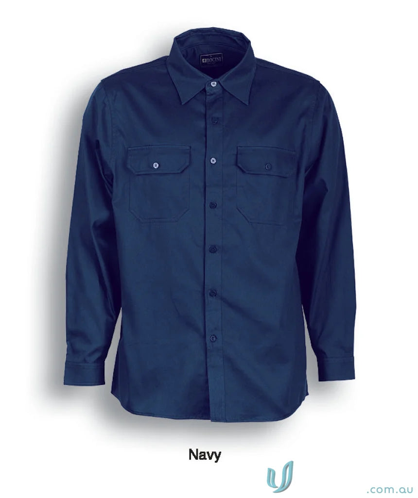 Navy blue Cotton Drill Work Shirt for uniforms or casual wear
