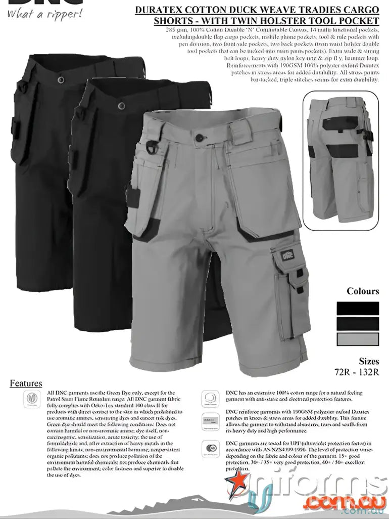 Men’s work shorts made with Duratex Cotton Duck for durability and style