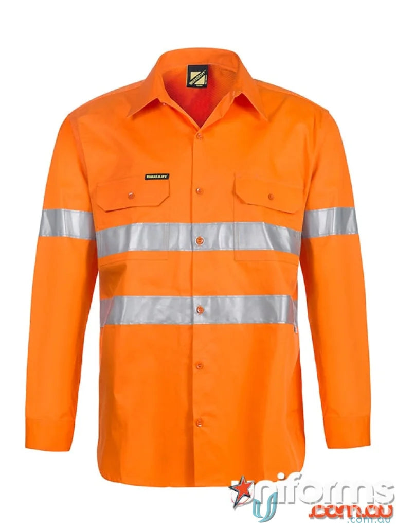 Orange long-sleeved cotton shirt with CSR tape for safety standards
