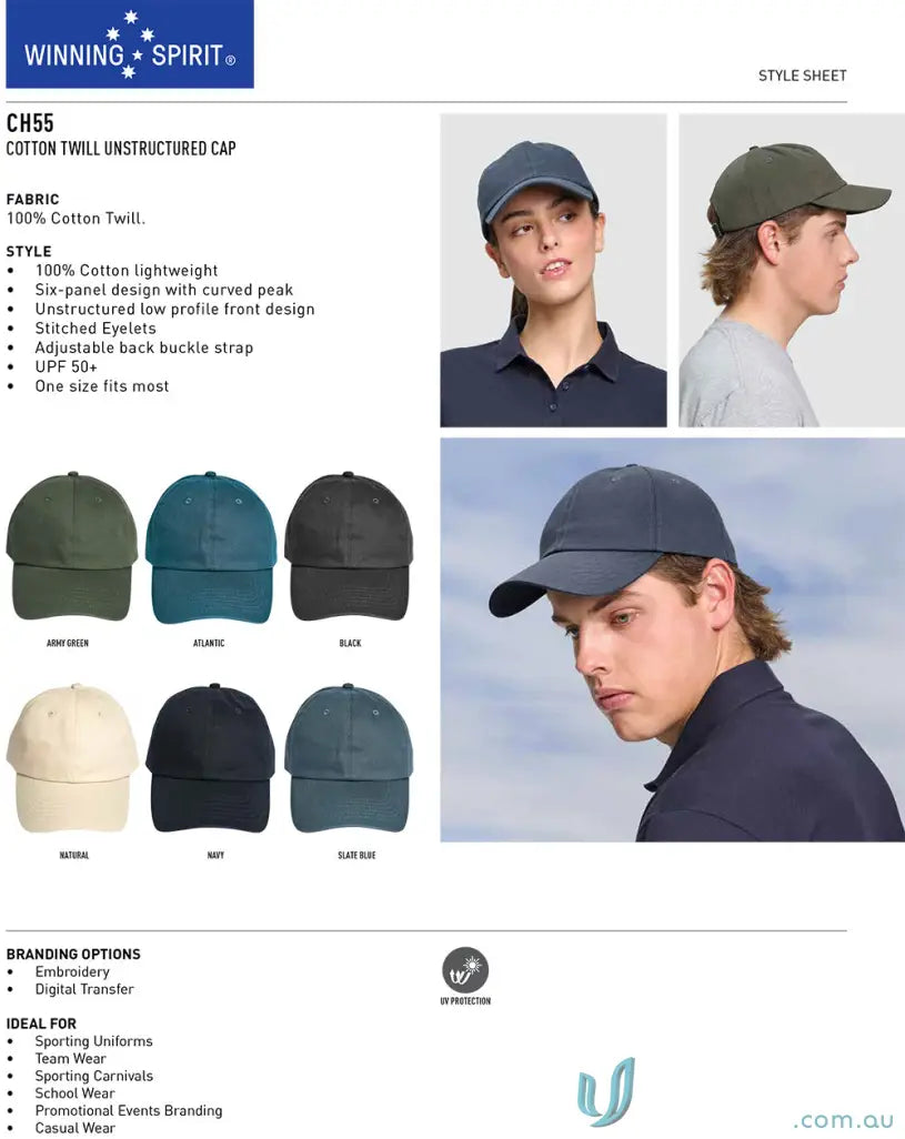 Cotton Twill Unstructured Cap for sun protection and harmful UV rays shield