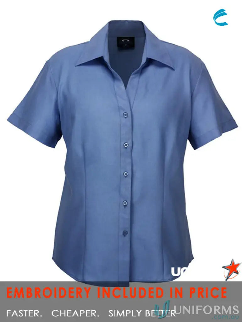 Ladies Oasis S/S Shirt in light blue, perfect for work uniforms and workwear