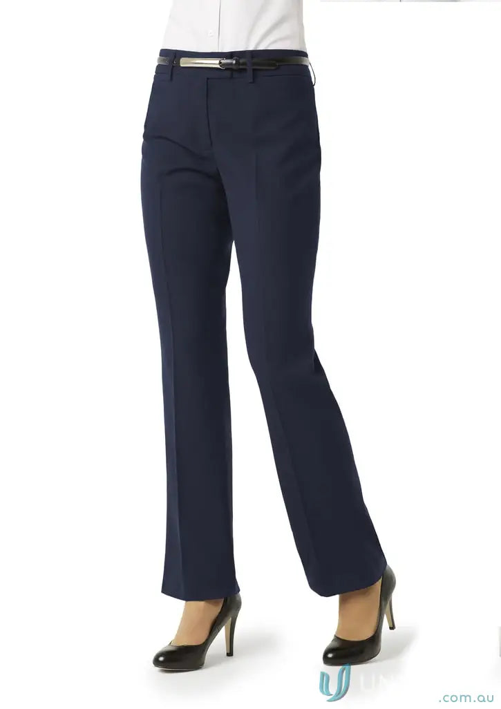 Navy blue straight leg workwear pants with belt from CR Ladies Relaxed Fit collection