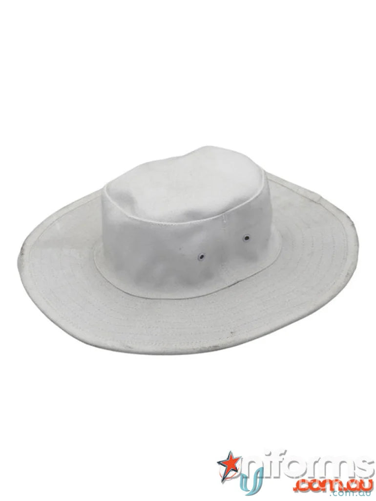White wide brim hat perfect for uniforms and workwear in the Cricket Wide Brim Hat line