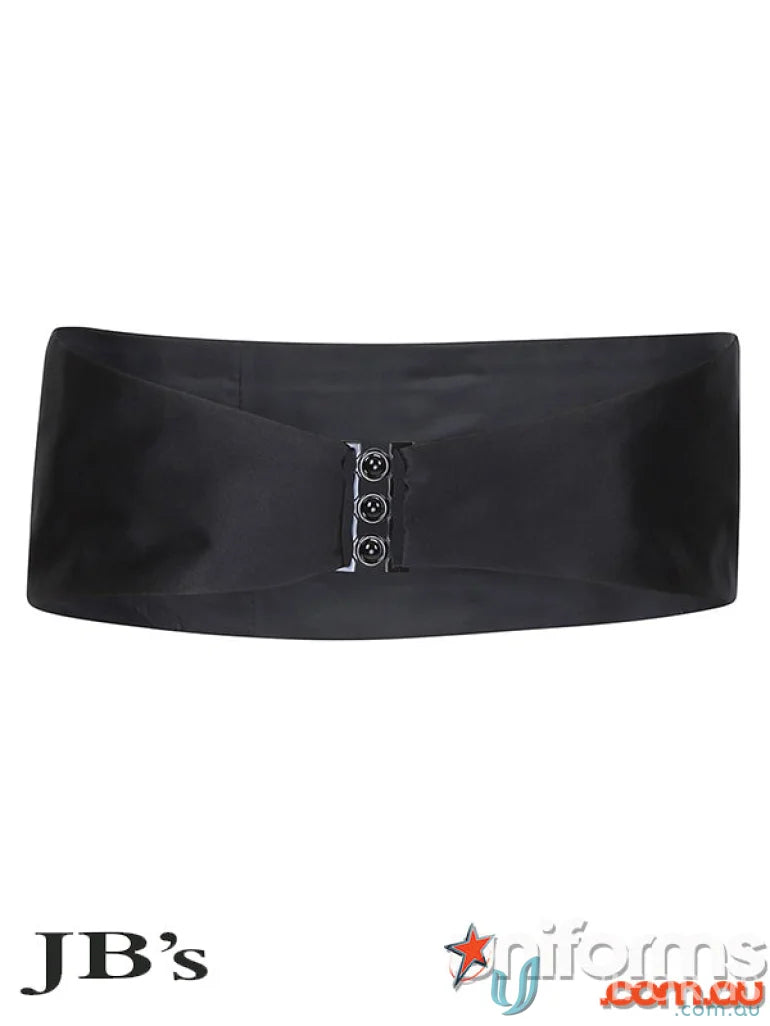 Black elasticated Cummerbund with vertical buttons for work uniforms and usable length