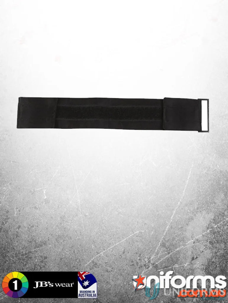 Black adjustable uniform belt with rectangular buckle for work uniforms and workwear