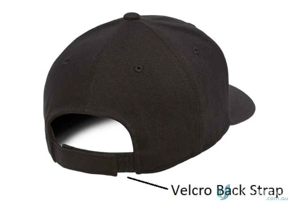 Black Curve Peak Cap with velcro strap, perfect for workwear and uniforms