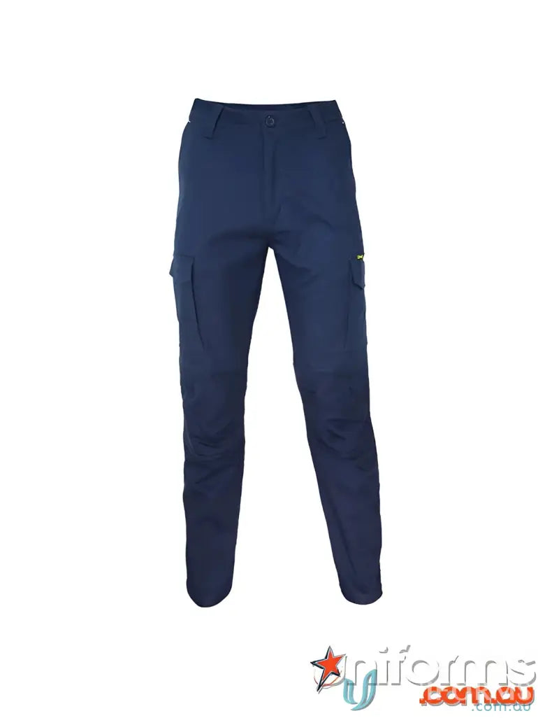 Navy blue slimflex cushioned cargo pants with built-in cushioned knee pads for comfort