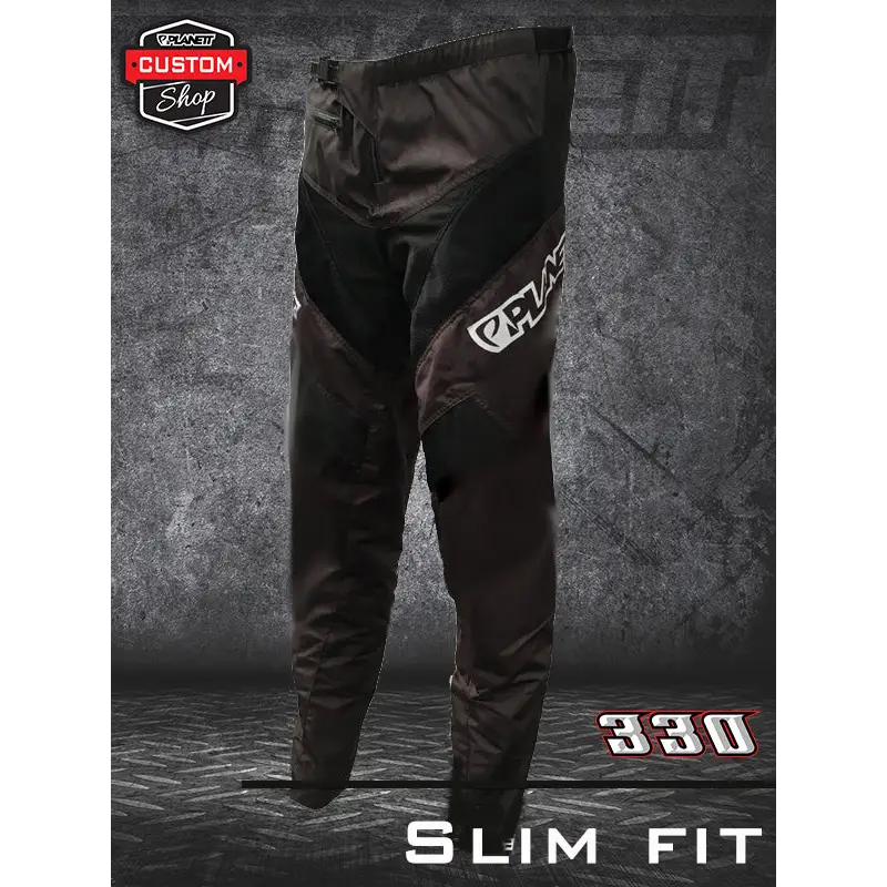 Black and dark gray 330 slim fit motocross pants with reinforced panels perfect for work uniforms or durable workwear