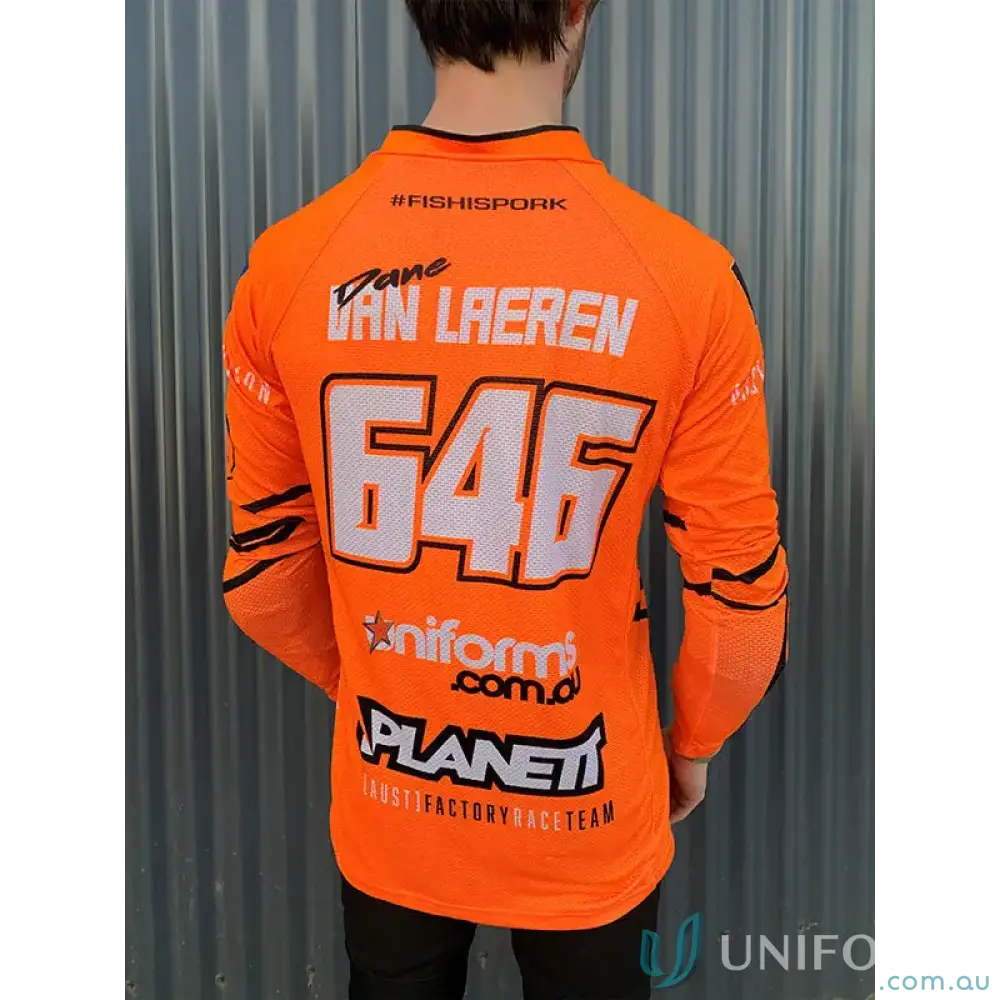 Orange racing jersey from 2ndskn range cycling apparel for stylish uniforms