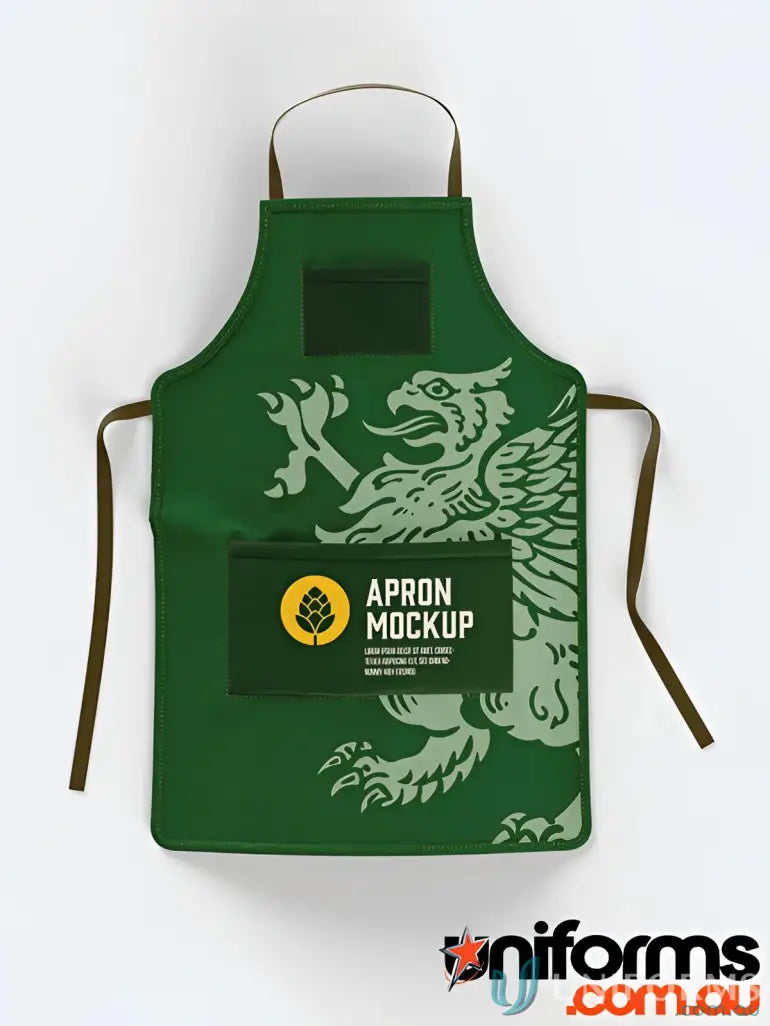 Green apron with griffin design perfect for your custom bib apron collection