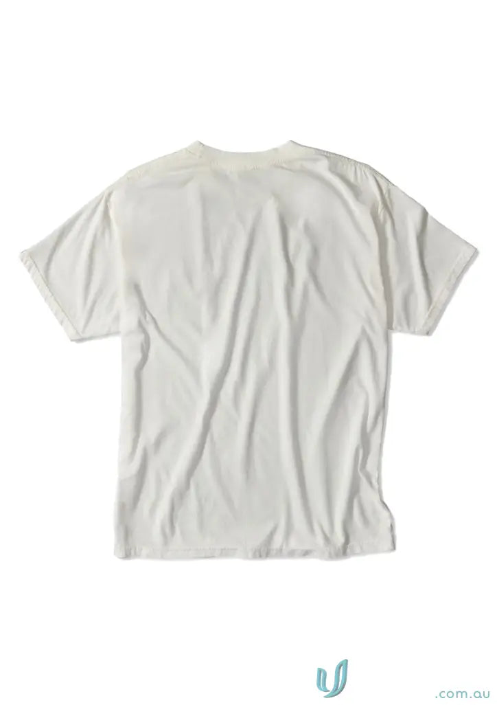 Wrinkled white Donald Tee with retro fit and higher ribbed neckline for style