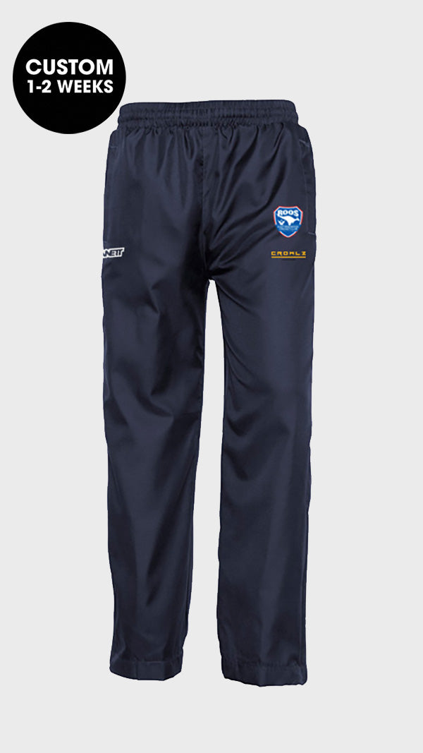 Navy blue custom ercc seniors track pant with elastic waistband and embroidered logo perfect for uniforms or workwear
