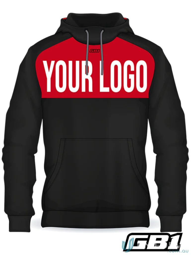 Black and red gb1 custom chest panel hoodie from Custom Panel Hoodie collection