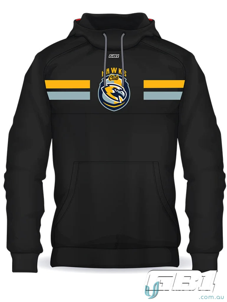 Black hoodie with team logo, gb1 custom chest panel, perfect for uniforms