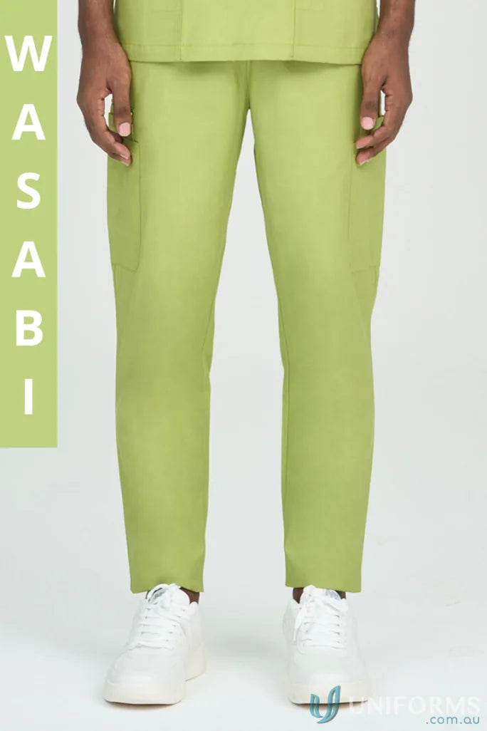Daniel Scrub Pant in wasabi color with relaxed fit, elastic waistband, and internal drawcord