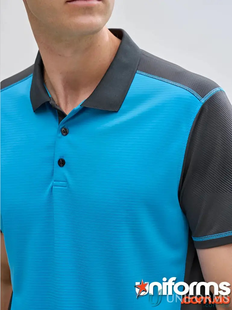 Dart Polo blue and gray short sleeve polo shirt from Biz Collection